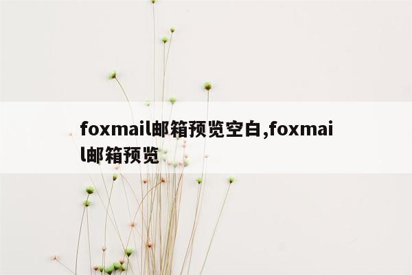 foxmail邮箱预览空白,foxmail邮箱预览