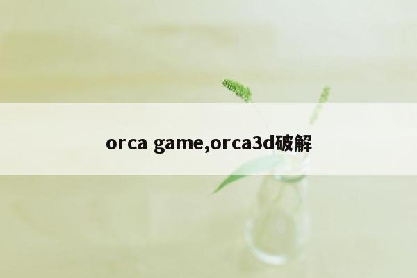 orca game,orca3d破解
