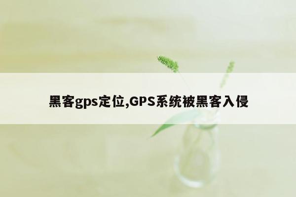 黑客gps定位,GPS系统被黑客入侵