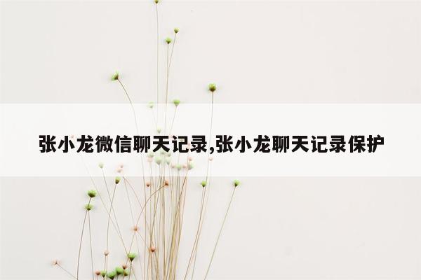 张小龙微信聊天记录,张小龙聊天记录保护