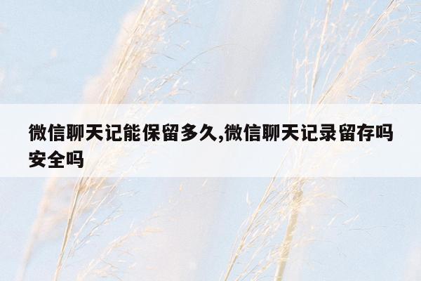 微信聊天记能保留多久,微信聊天记录留存吗安全吗