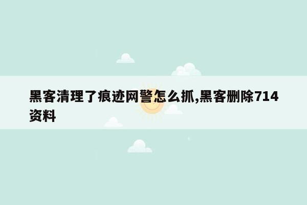 黑客清理了痕迹网警怎么抓,黑客删除714资料