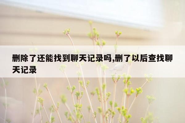 删除了还能找到聊天记录吗,删了以后查找聊天记录