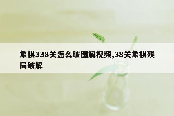 象棋338关怎么破图解视频,38关象棋残局破解