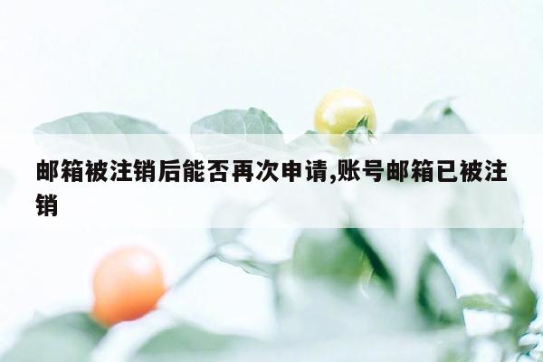 邮箱被注销后能否再次申请,账号邮箱已被注销