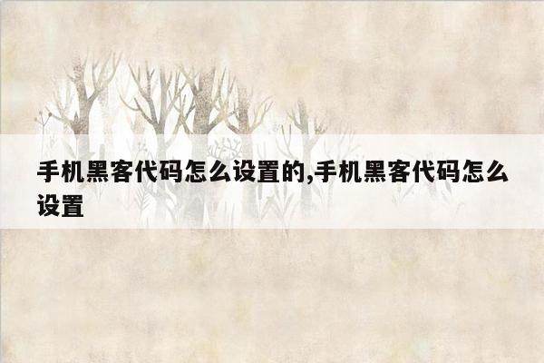 手机黑客代码怎么设置的,手机黑客代码怎么设置