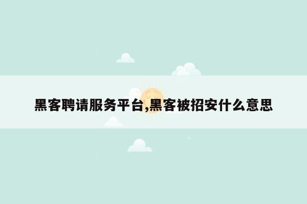 黑客聘请服务平台,黑客被招安什么意思