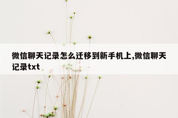 微信聊天记录怎么迁移到新手机上,微信聊天记录txt