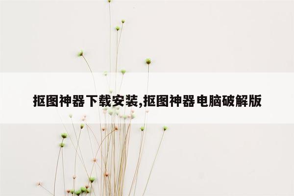 抠图神器下载安装,抠图神器电脑破解版