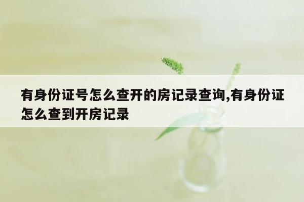 有身份证号怎么查开的房记录查询,有身份证怎么查到开房记录