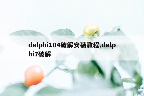 delphi104破解安装教程,delphi7破解